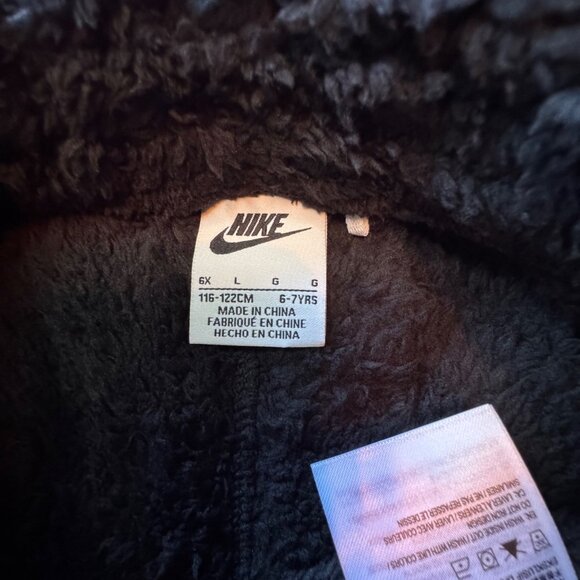 NIKE Cozy Faux Fur Fleece Set Girls 6-7 6X NWT Black Sweat Suit NEW Pants Hoodie - Picture 13 of 16